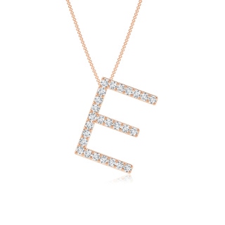 1.2mm GVS2 Prong-Set Diamond Capital "E" Initial Pendant in Rose Gold