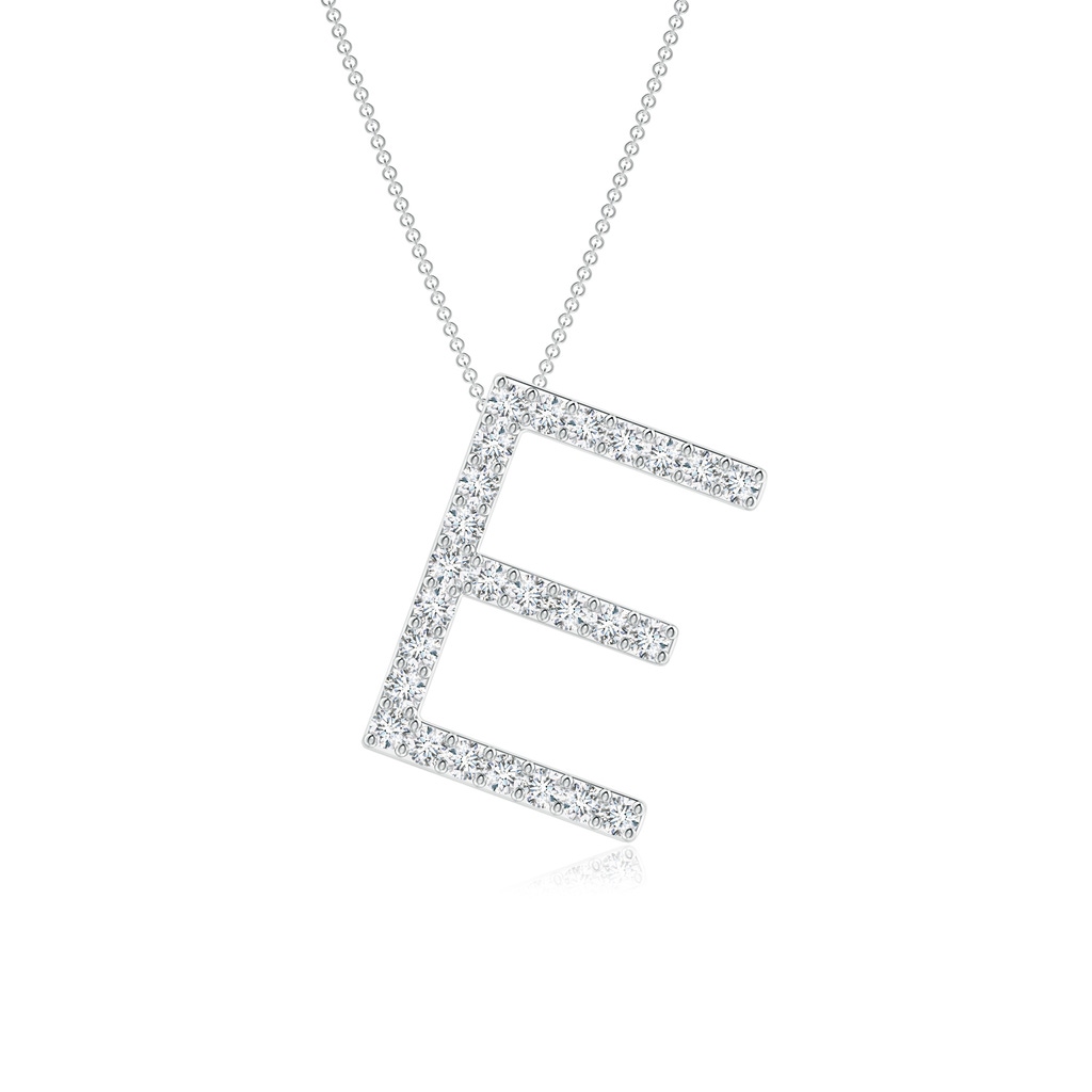 1.2mm GVS2 Prong-Set Diamond Capital "E" Initial Pendant in White Gold
