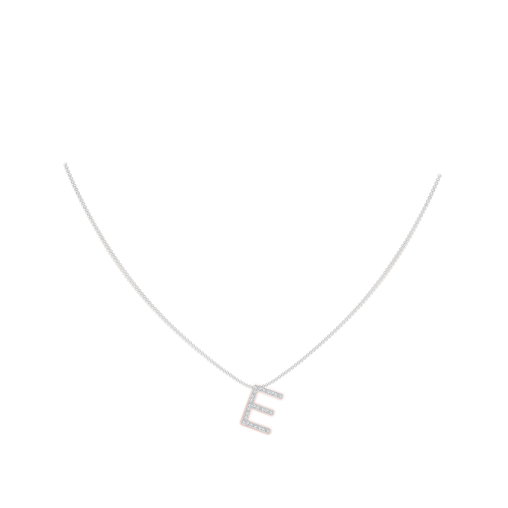 1.2mm GVS2 Prong-Set Diamond Capital "E" Initial Pendant in White Gold Body-Neck