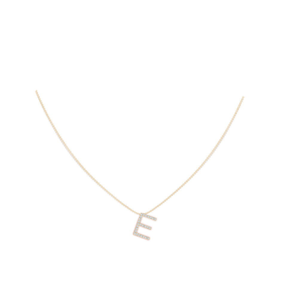 1.2mm GVS2 Prong-Set Diamond Capital "E" Initial Pendant in Yellow Gold body-neck