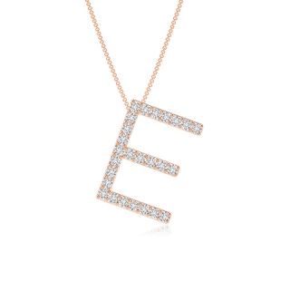 1.2mm HSI2 Prong-Set Diamond Capital "E" Initial Pendant in Rose Gold