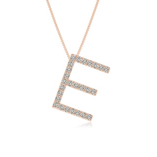 1.2mm KI3 Prong-Set Diamond Capital "E" Initial Pendant in Rose Gold