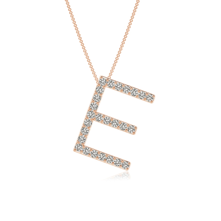1.2mm KI3 Prong-Set Diamond Capital "E" Initial Pendant in Rose Gold 