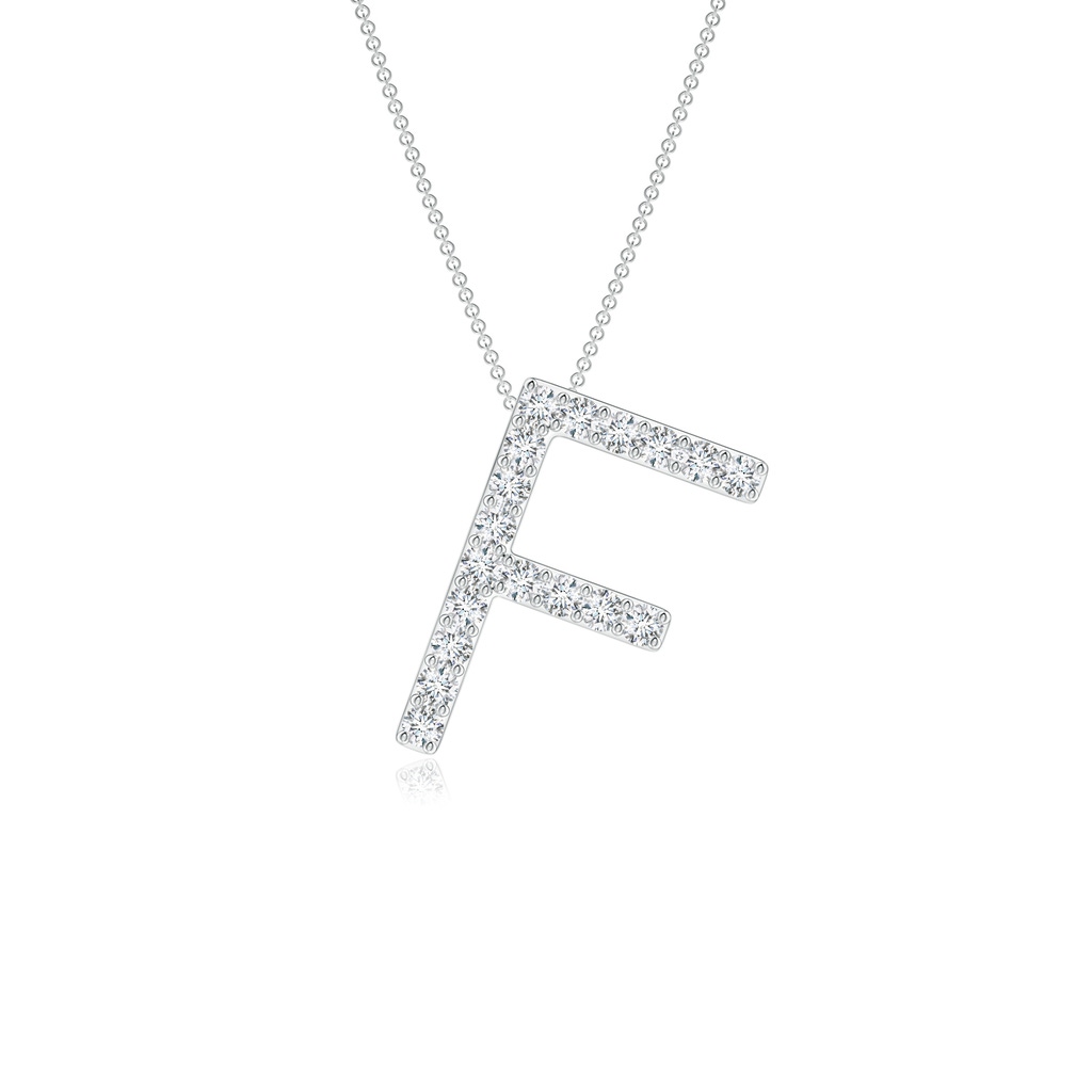 1.2mm GVS2 Prong-Set Diamond Capital "F" Initial Pendant in White Gold