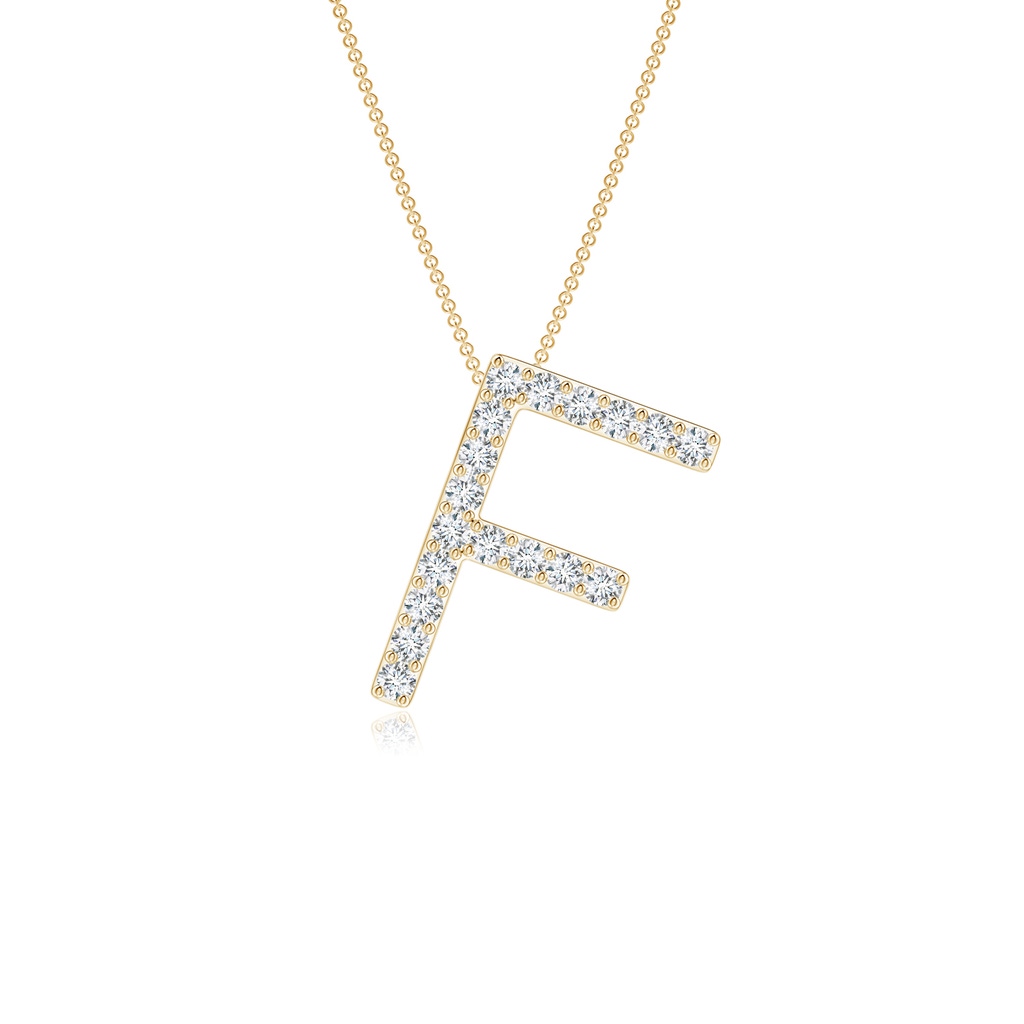 1.2mm GVS2 Prong-Set Diamond Capital "F" Initial Pendant in Yellow Gold