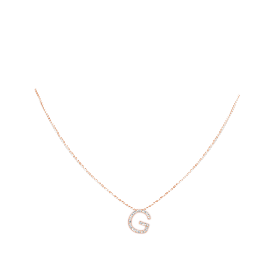 1.2mm GVS2 Prong-Set Diamond Capital "G" Initial Pendant in Rose Gold body-neck