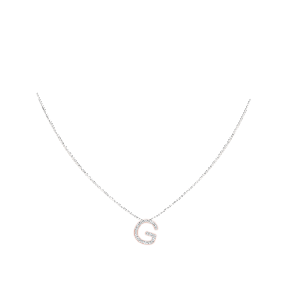 1.2mm HSI2 Prong-Set Diamond Capital "G" Initial Pendant in White Gold body-neck