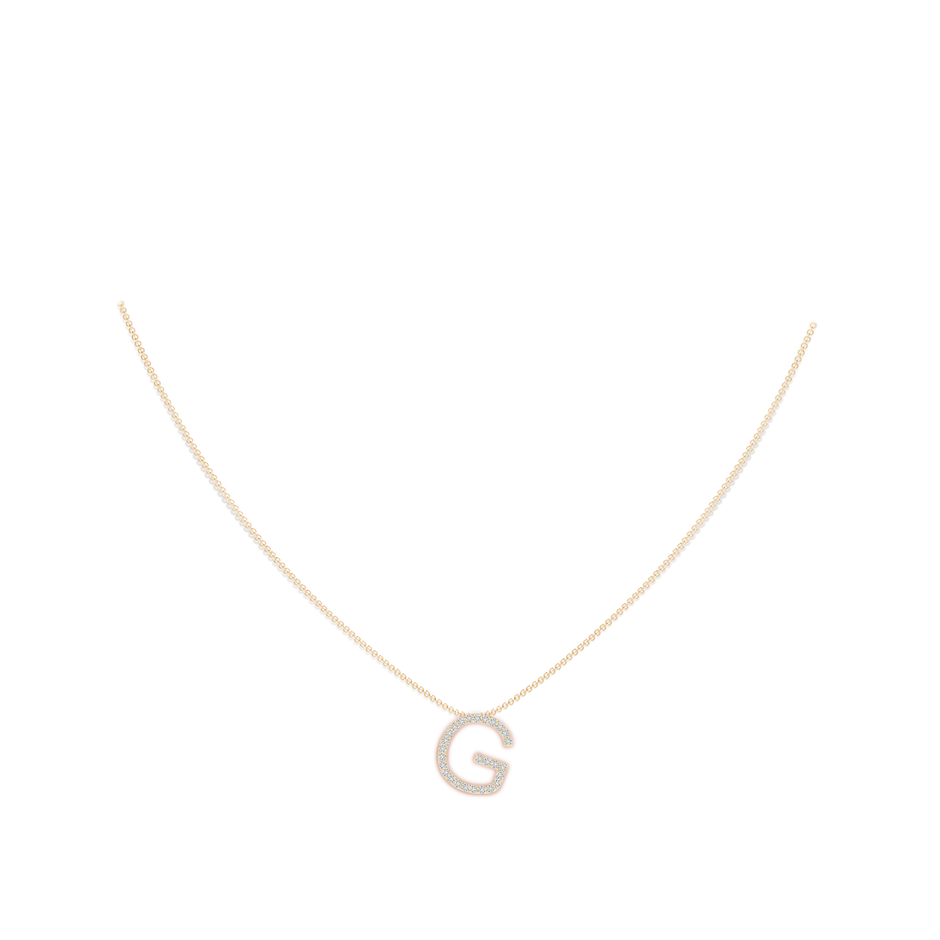 1.2mm HSI2 Prong-Set Diamond Capital "G" Initial Pendant in Yellow Gold body-neck