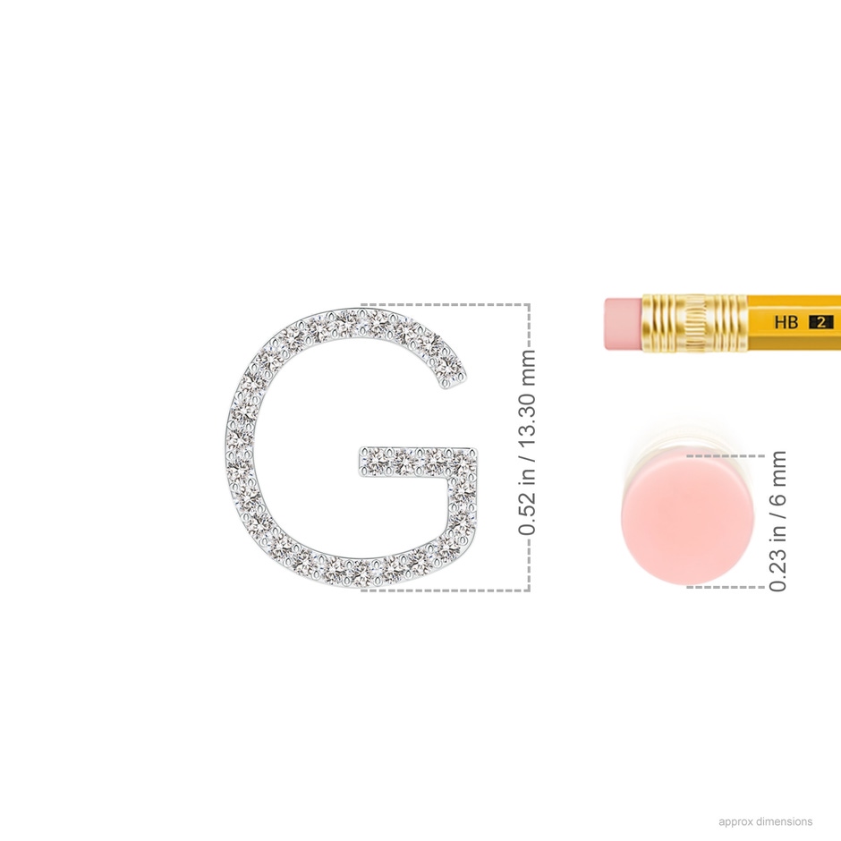 1.2mm IJI1I2 Prong-Set Diamond Capital "G" Initial Pendant in White Gold ruler