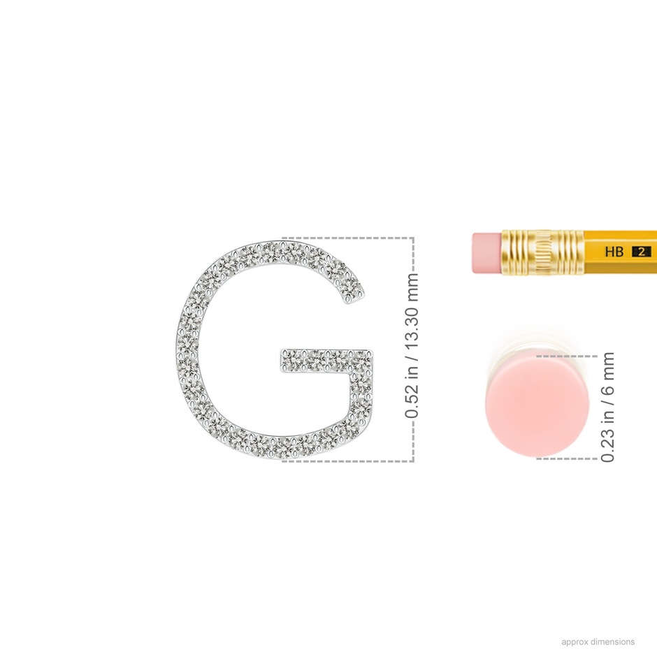 1.2mm KI3 Prong-Set Diamond Capital "G" Initial Pendant in White Gold ruler