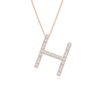 1.2mm GVS2 Prong-Set Diamond Capital "H" Initial Pendant in Rose Gold