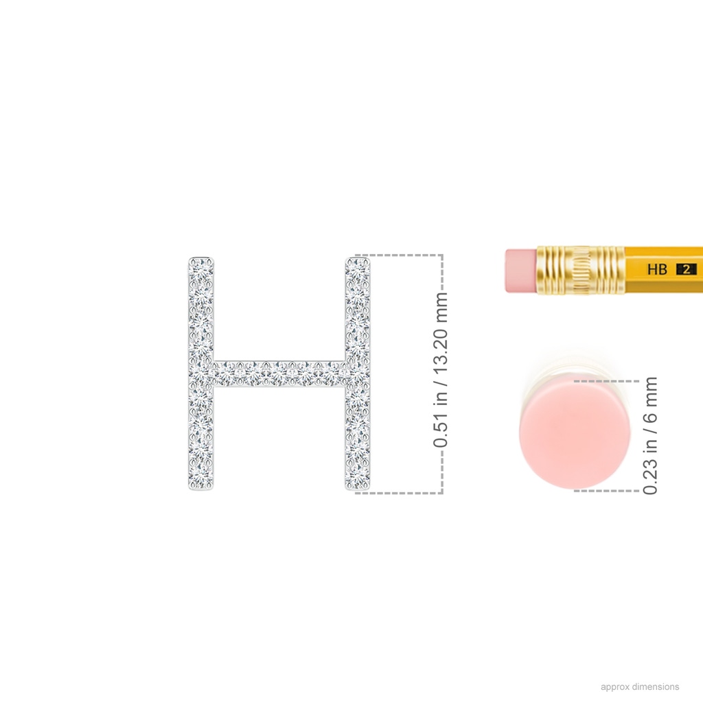 1.2mm GVS2 Prong-Set Diamond Capital "H" Initial Pendant in White Gold Ruler