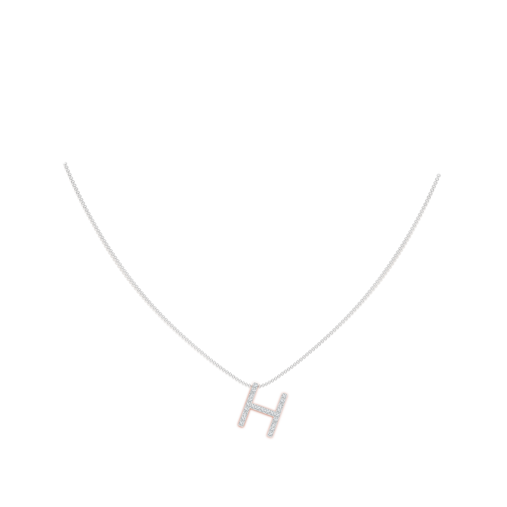 1.2mm GVS2 Prong-Set Diamond Capital "H" Initial Pendant in White Gold Body-Neck
