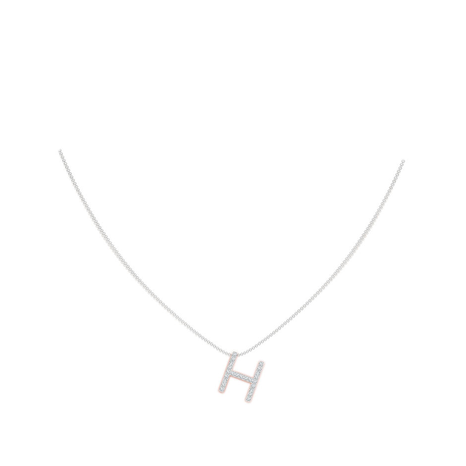 1.2mm GVS2 Prong-Set Diamond Capital "H" Initial Pendant in White Gold body-neck