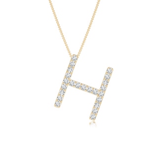 1.2mm GVS2 Prong-Set Diamond Capital "H" Initial Pendant in Yellow Gold