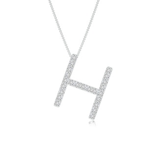 1.2mm HSI2 Prong-Set Diamond Capital "H" Initial Pendant in White Gold