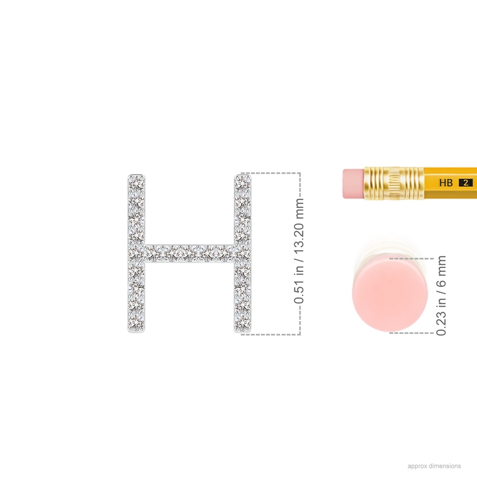 1.2mm IJI1I2 Prong-Set Diamond Capital "H" Initial Pendant in White Gold ruler