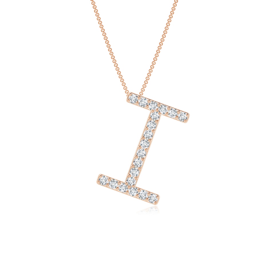 1.2mm GVS2 Prong-Set Diamond Capital "I" Initial Pendant in Rose Gold 