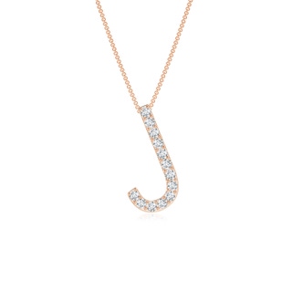 1.2mm GVS2 Prong-Set Diamond Capital "J" Initial Pendant in 10K Rose Gold