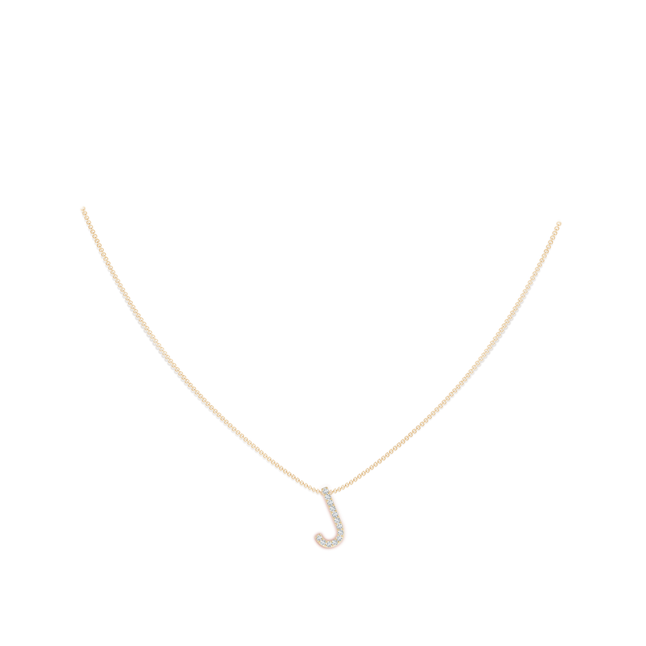 1.2mm GVS2 Prong-Set Diamond Capital "J" Initial Pendant in Yellow Gold body-neck