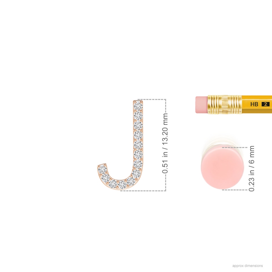 1.2mm HSI2 Prong-Set Diamond Capital "J" Initial Pendant in Rose Gold ruler