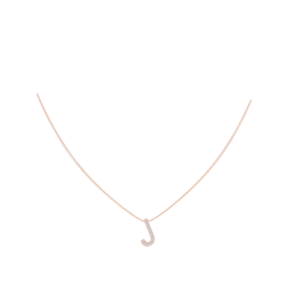 1.2mm HSI2 Prong-Set Diamond Capital "J" Initial Pendant in Rose Gold body-neck
