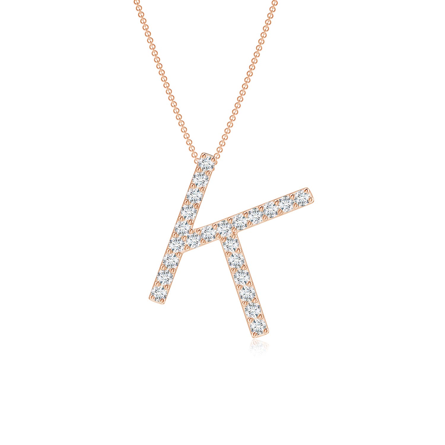 1.2mm GVS2 Prong-Set Diamond Capital "K" Initial Pendant in 18CT Rose Gold
