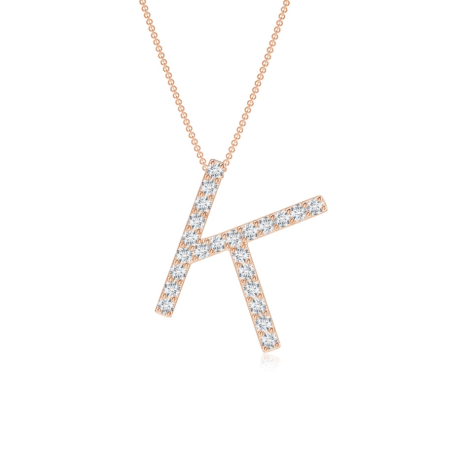 1.2mm GVS2 Prong-Set Diamond Capital "K" Initial Pendant in Rose Gold 
