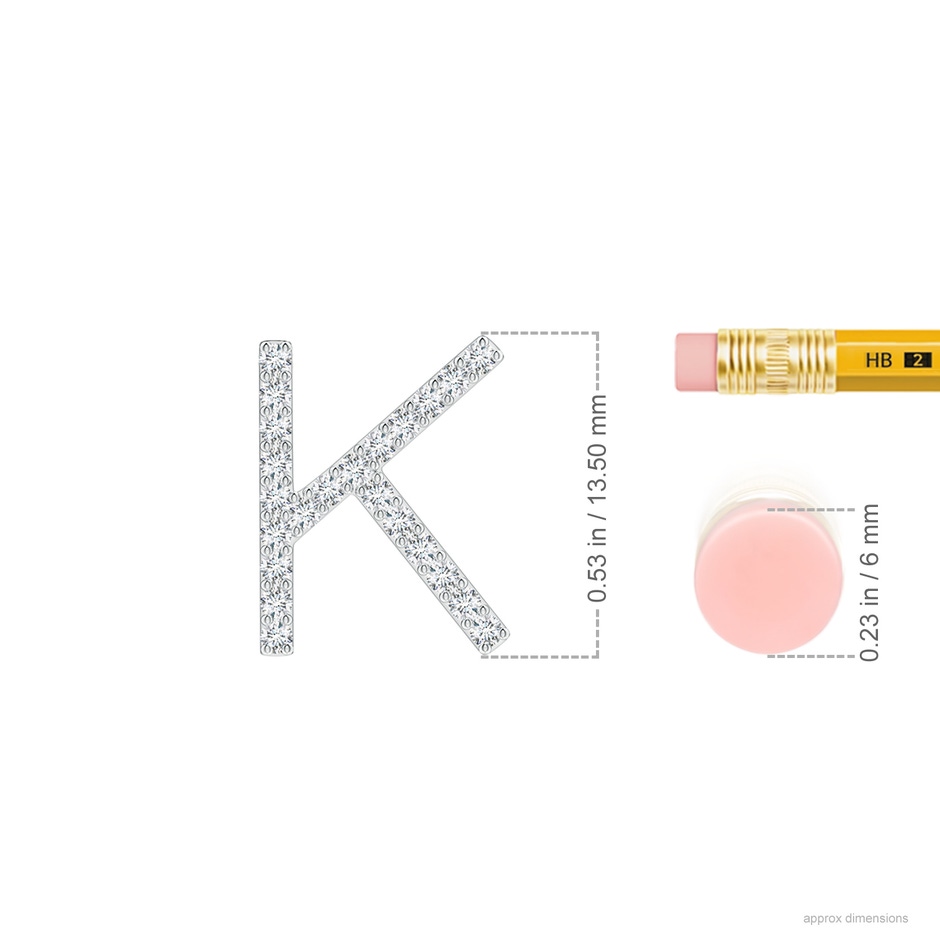 1.2mm GVS2 Prong-Set Diamond Capital "K" Initial Pendant in White Gold ruler