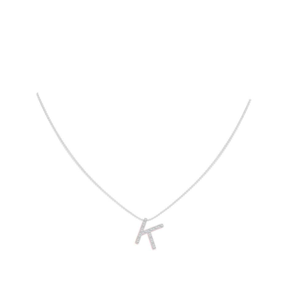 1.2mm GVS2 Prong-Set Diamond Capital "K" Initial Pendant in White Gold body-neck