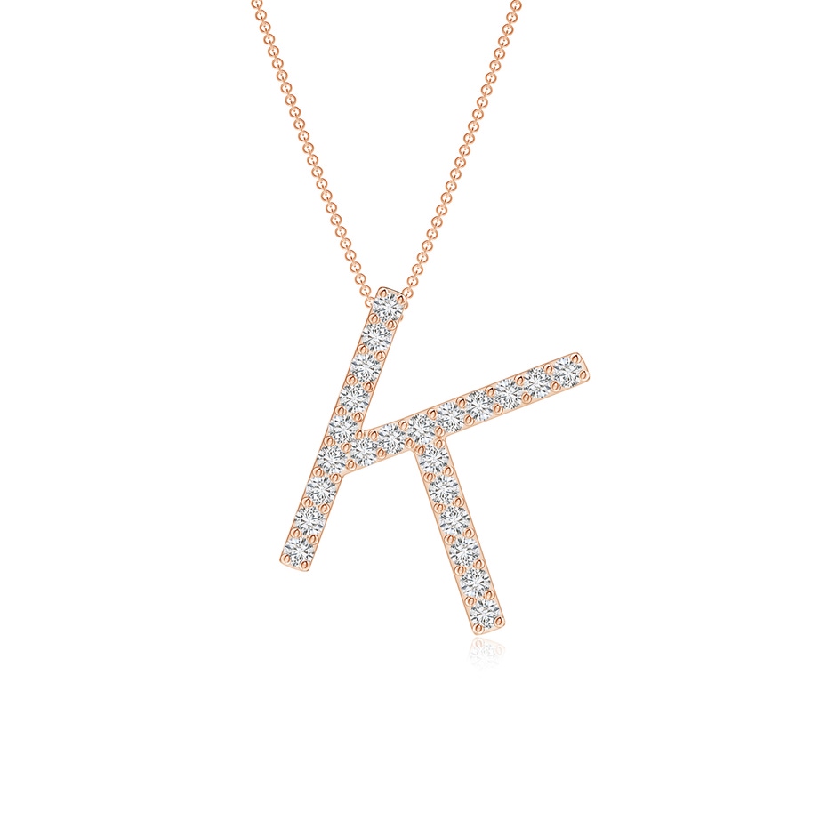 1.2mm HSI2 Prong-Set Diamond Capital "K" Initial Pendant in Rose Gold 