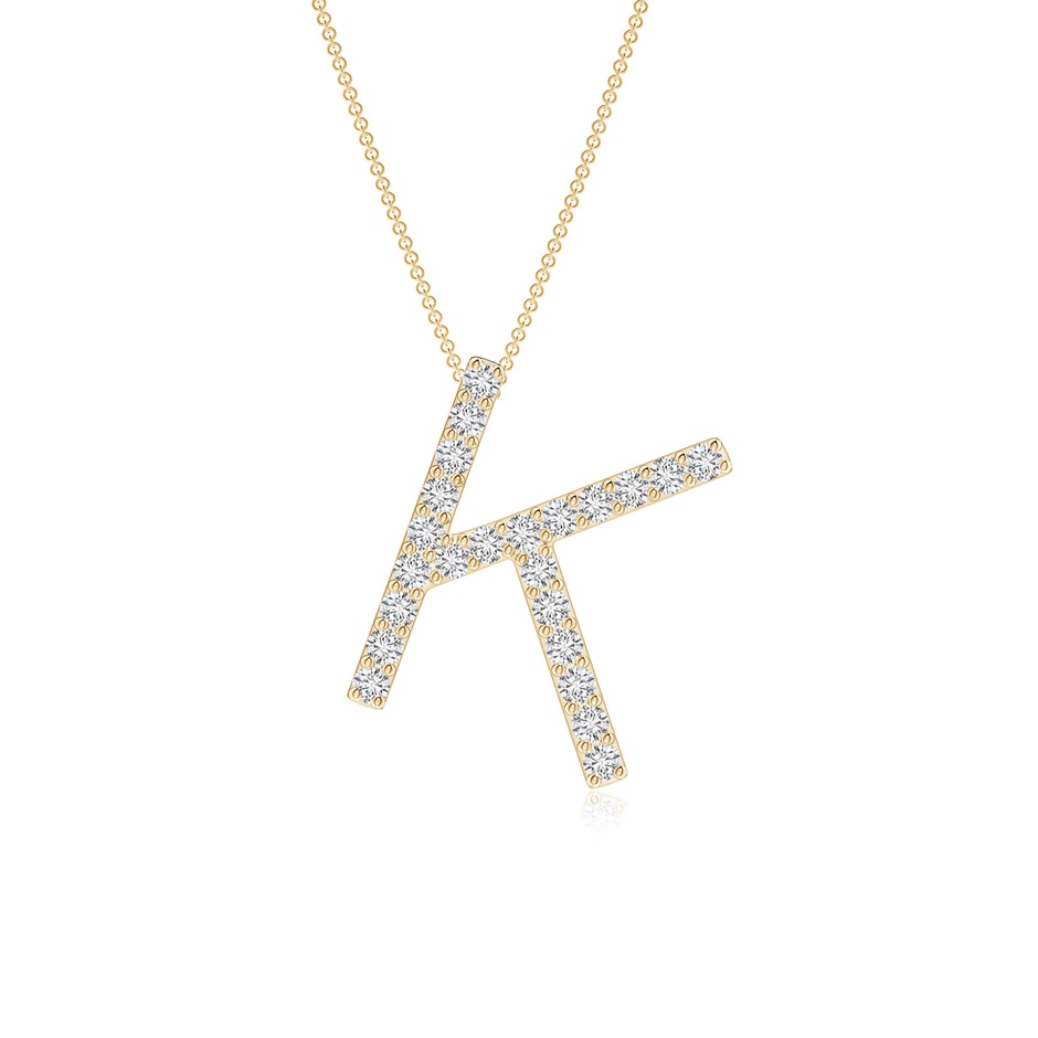 1.2mm HSI2 Prong-Set Diamond Capital "K" Initial Pendant in Yellow Gold 