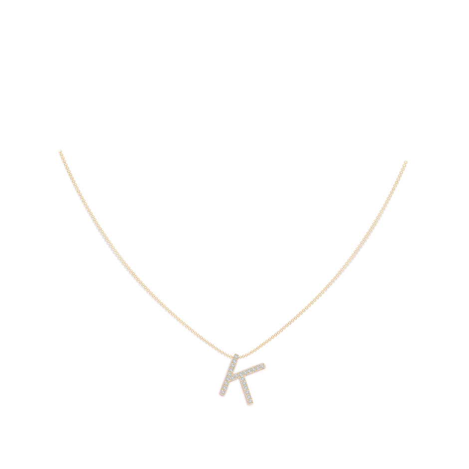 1.2mm HSI2 Prong-Set Diamond Capital "K" Initial Pendant in Yellow Gold body-neck