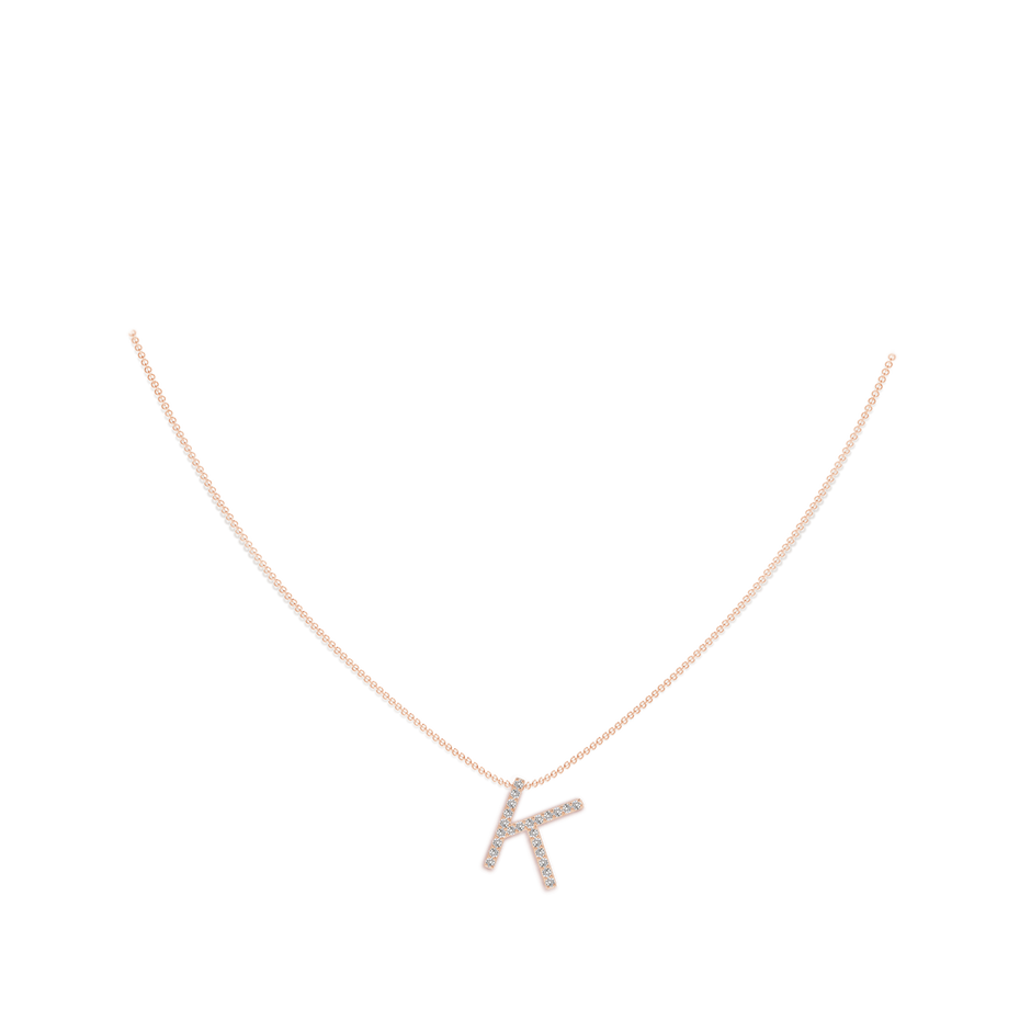 1.2mm IJI1I2 Prong-Set Diamond Capital "K" Initial Pendant in Rose Gold body-neck