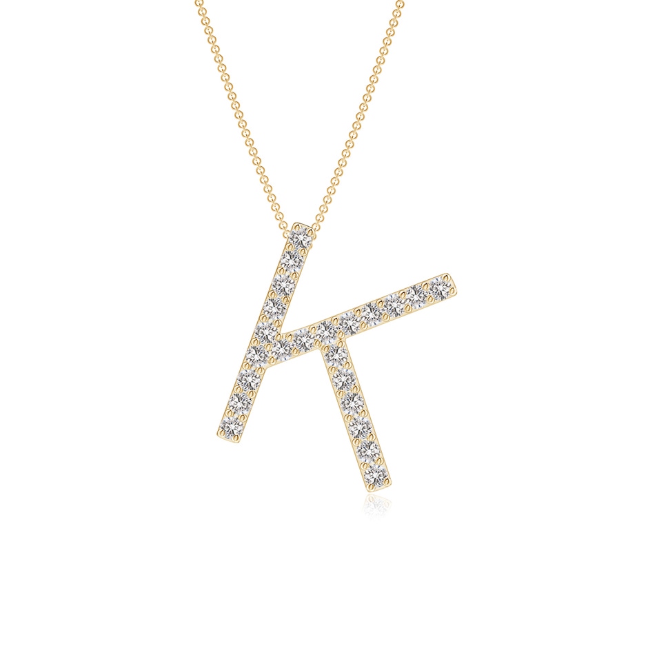 1.2mm IJI1I2 Prong-Set Diamond Capital "K" Initial Pendant in Yellow Gold 
