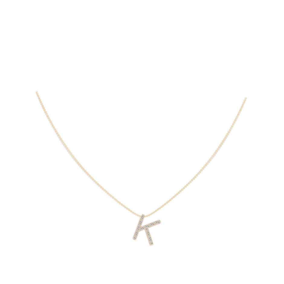 1.2mm IJI1I2 Prong-Set Diamond Capital "K" Initial Pendant in Yellow Gold body-neck