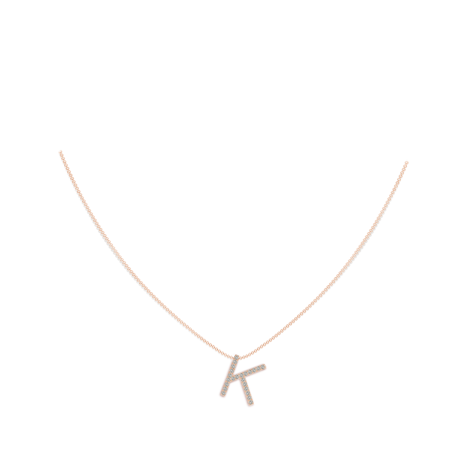 1.2mm KI3 Prong-Set Diamond Capital "K" Initial Pendant in Rose Gold body-neck