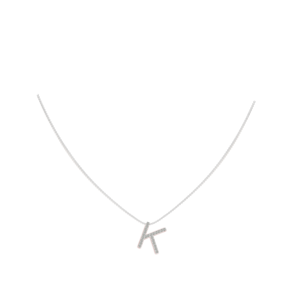 1.2mm KI3 Prong-Set Diamond Capital "K" Initial Pendant in White Gold body-neck
