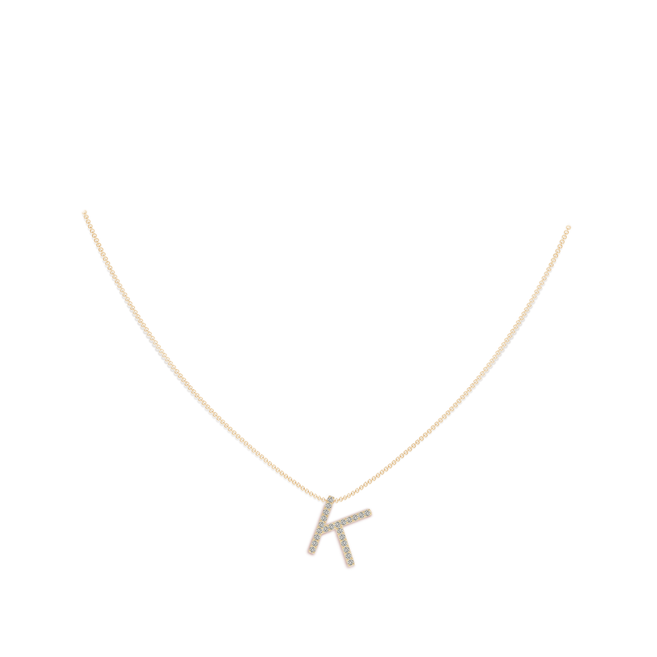 1.2mm KI3 Prong-Set Diamond Capital "K" Initial Pendant in Yellow Gold body-neck