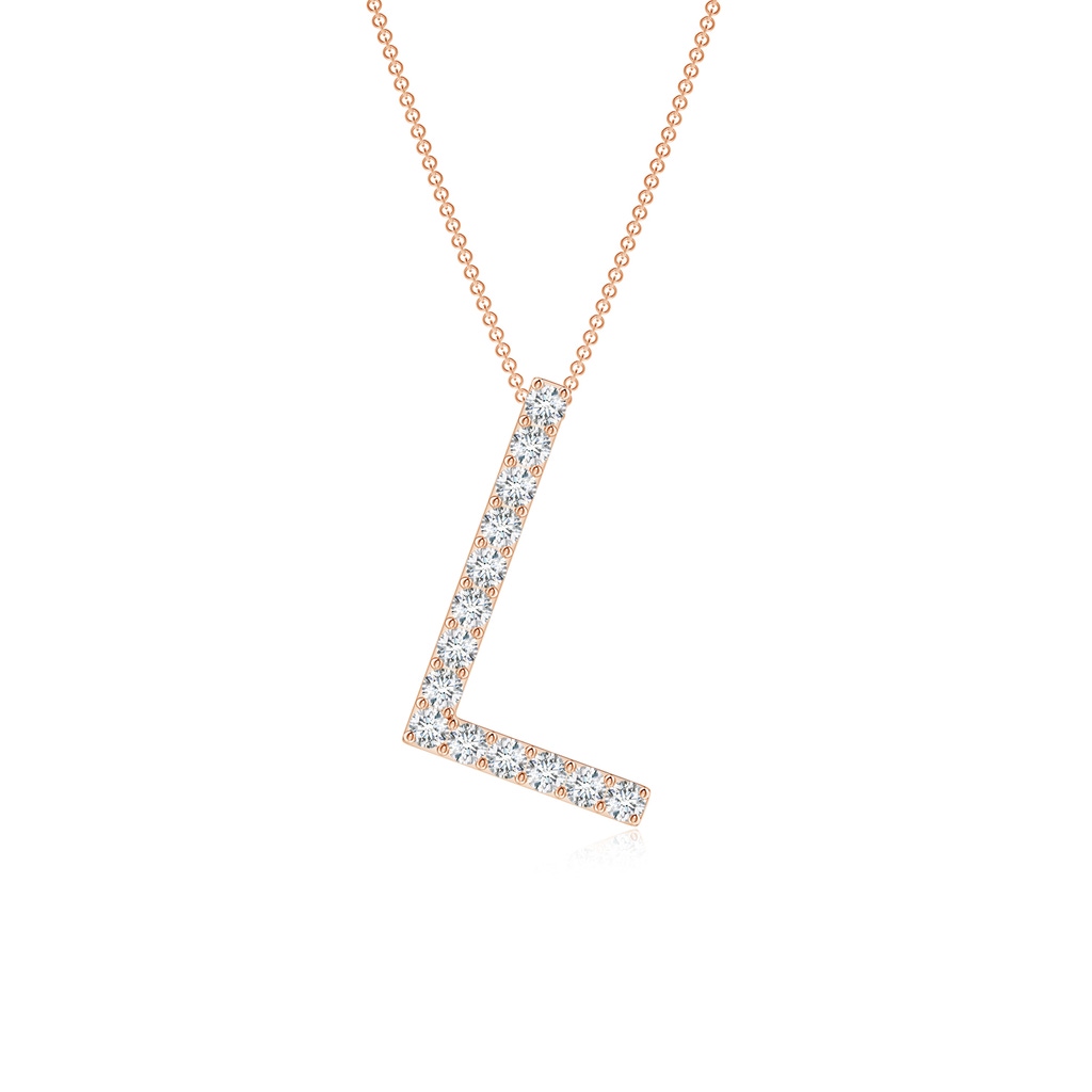 1.2mm GVS2 Prong-Set Diamond Capital "L" Initial Pendant in Rose Gold