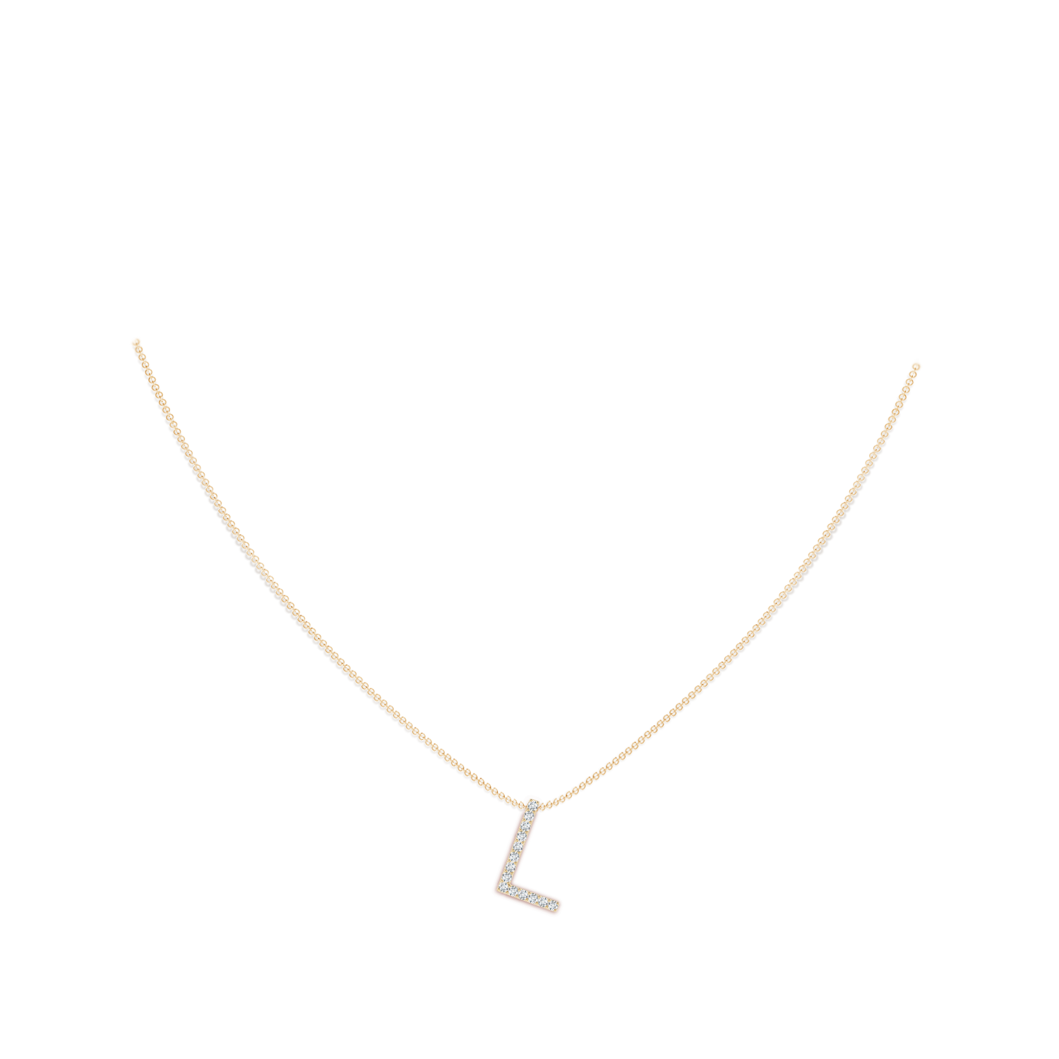 1.2mm GVS2 Prong-Set Diamond Capital "L" Initial Pendant in Yellow Gold - body_neck