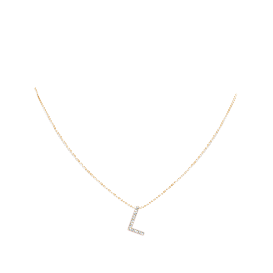 1.2mm GVS2 Prong-Set Diamond Capital "L" Initial Pendant in Yellow Gold body-neck