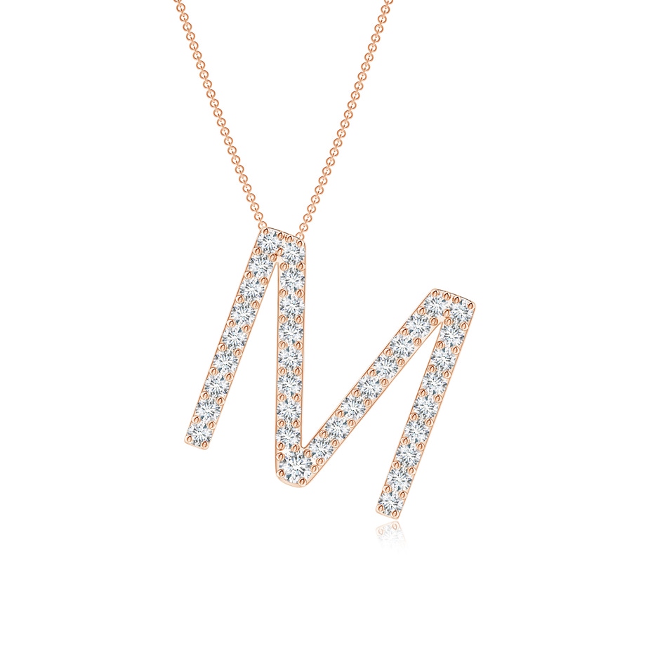 1.6mm GVS2 Prong-Set Diamond Capital "M" Initial Pendant in Rose Gold 