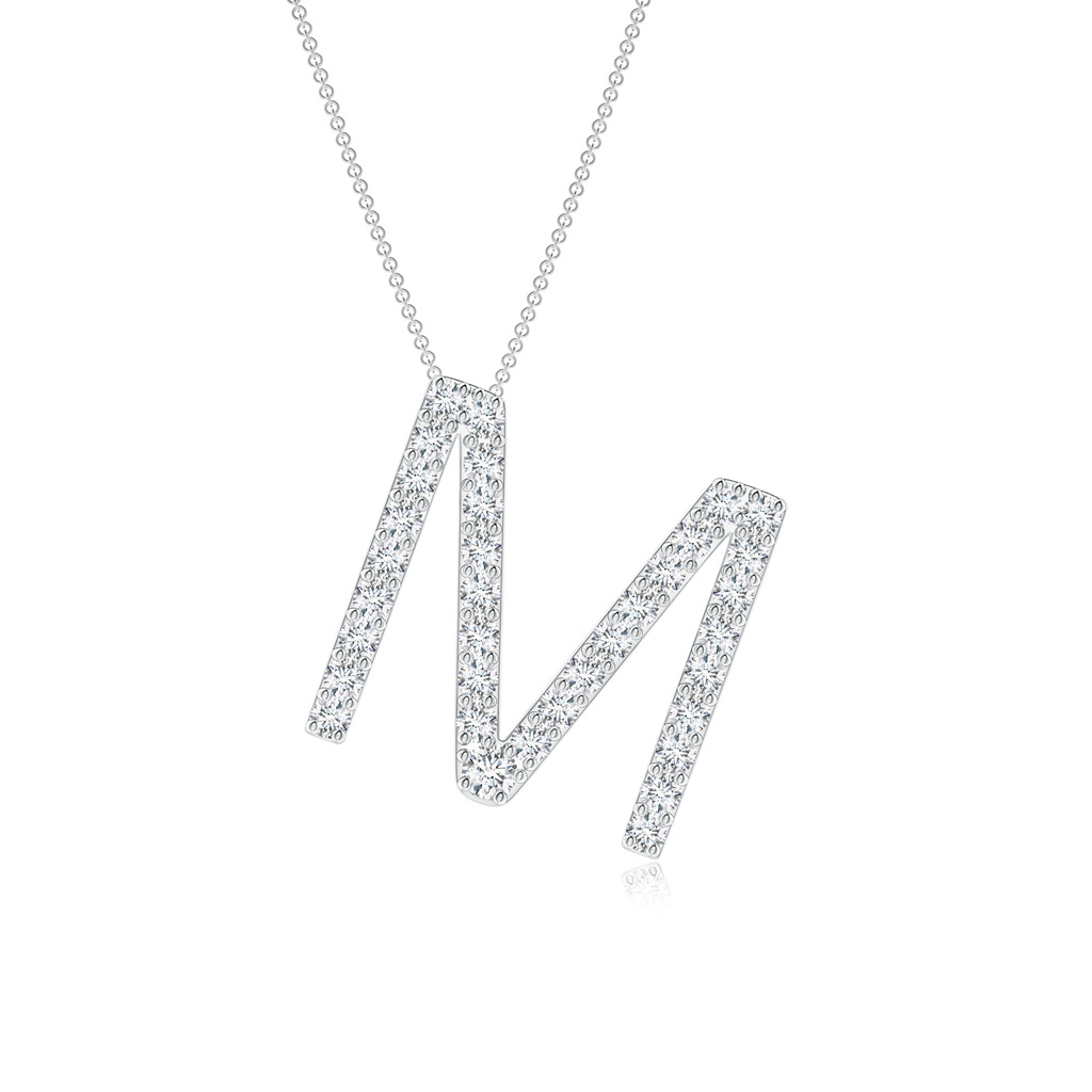 1.6mm GVS2 Prong-Set Diamond Capital "M" Initial Pendant in White Gold