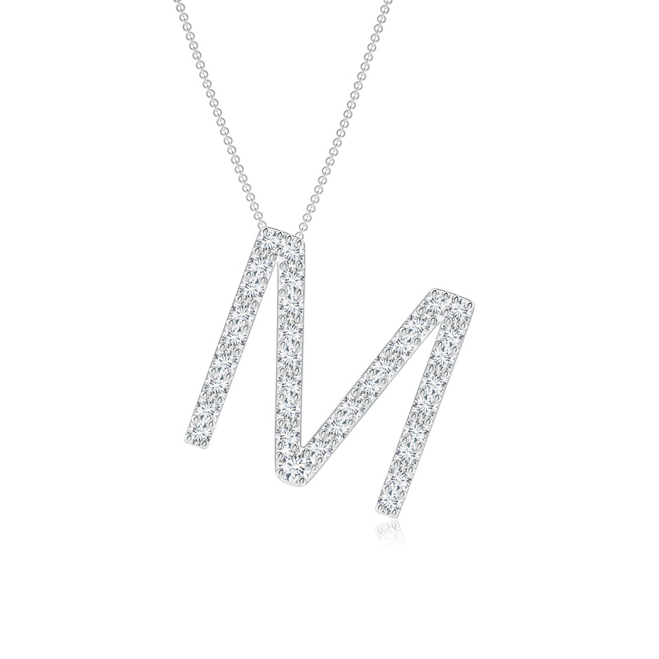 1.6mm GVS2 Prong-Set Diamond Capital "M" Initial Pendant in White Gold 