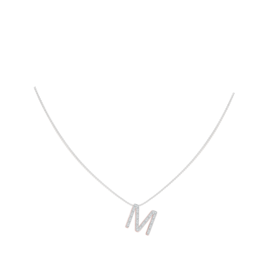 1.6mm GVS2 Prong-Set Diamond Capital "M" Initial Pendant in White Gold body-neck