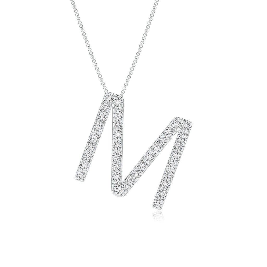 1.6mm HSI2 Prong-Set Diamond Capital "M" Initial Pendant in White Gold