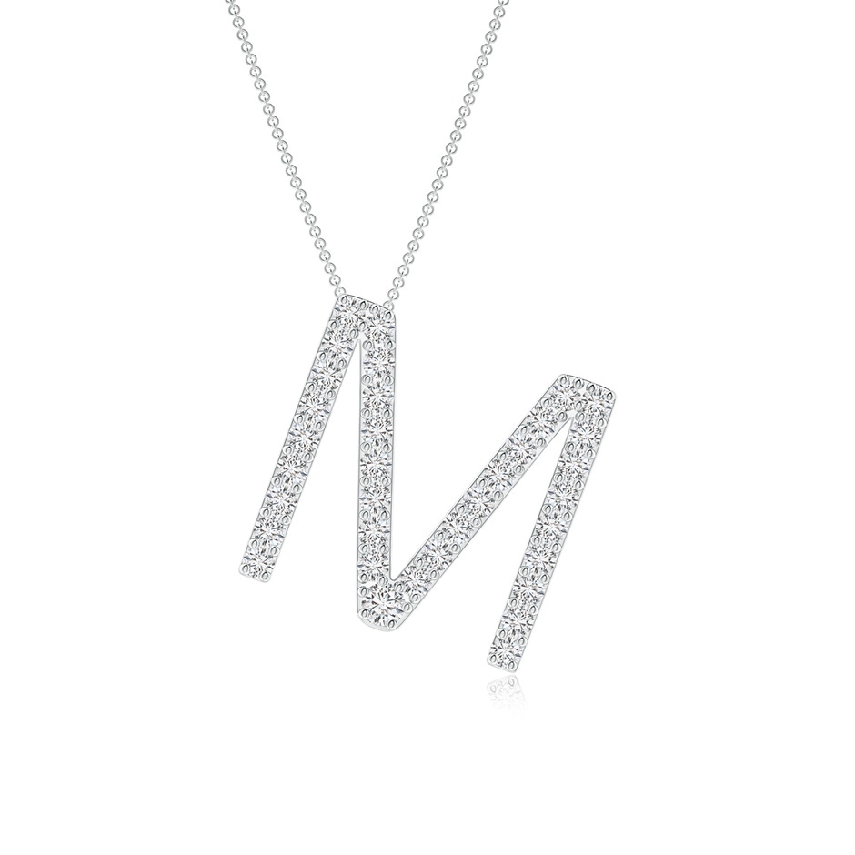 1.6mm HSI2 Prong-Set Diamond Capital "M" Initial Pendant in White Gold 