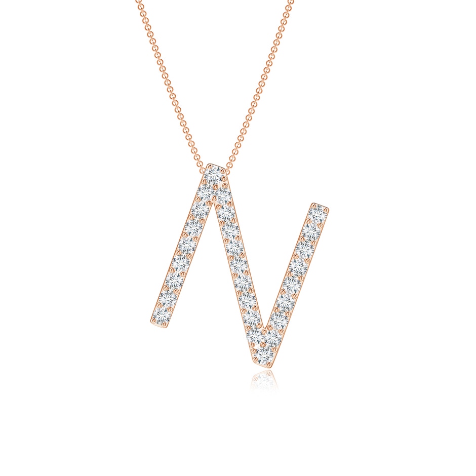 1.3mm GVS2 Prong-Set Diamond Capital "N" Initial Pendant in Rose Gold 