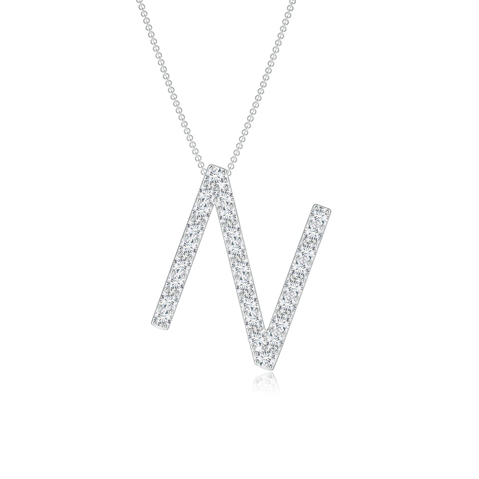 1.3mm GVS2 Prong-Set Diamond Capital "N" Initial Pendant in White Gold 